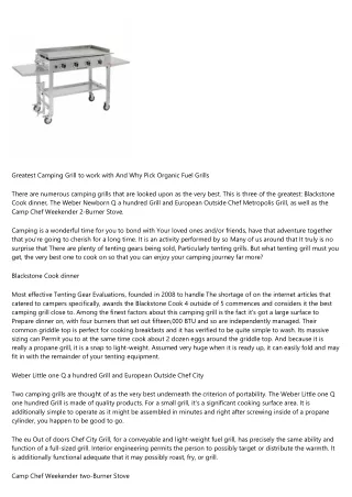 Best Tenting Grill to Use And Why Select Purely natural Fuel Grills