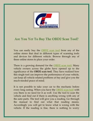 are you yet to buy the obd2 scan tool