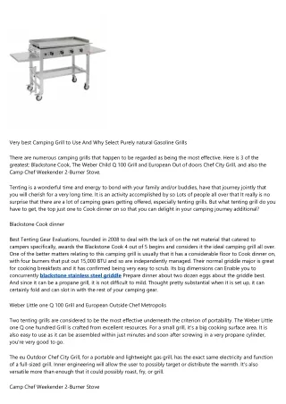 Greatest Camping Grill to Use And Why Pick All-natural Gasoline Grills