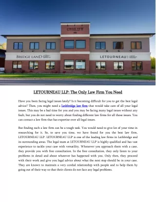 LETOURNEAU LLP The Only Law Firm You Need