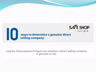 10 Ways to determine a Genuine Direct Selling Company