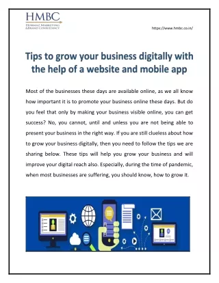 Tips to grow your business digitally with the help of a website and mobile app