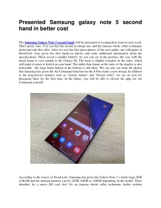 presented samsung galaxy note 5 second hand