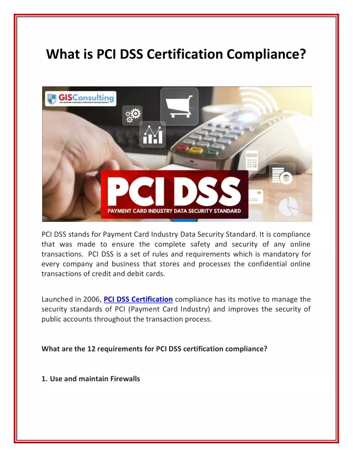 what is pci dss certification compliance