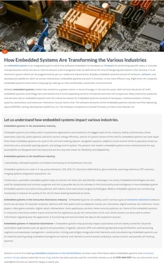 How Embedded Systems Are Transforming the Various Industries