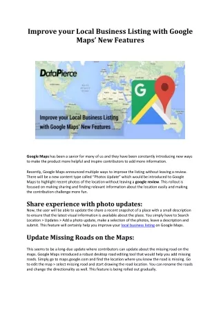 Improve your Local Business Listing with Google Maps