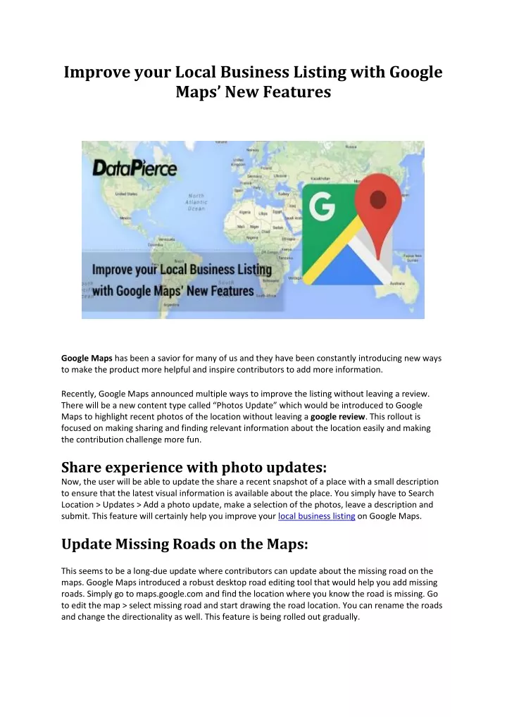 improve your local business listing with google