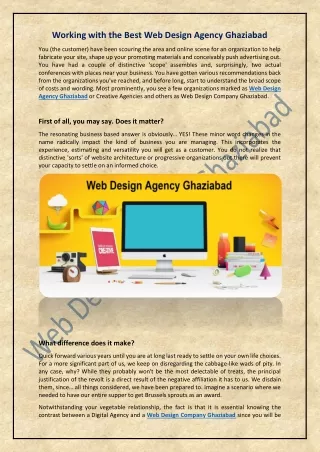 Working with the Best Web Design Agency Ghaziabad