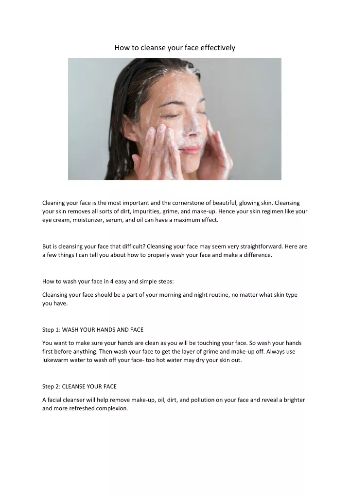 how to cleanse your face effectively