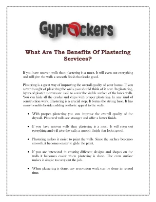 what are the benefits of plastering services