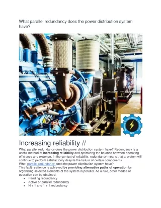 What parallel redundancy does the power distribution system have