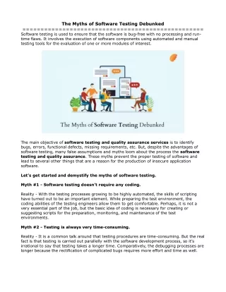 the myths of software testing debunked software