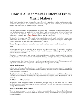 how is a beat maker different from music maker