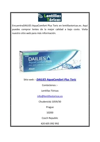 DAILIES AquaComfort Plus Toric | lentillastoricas.es