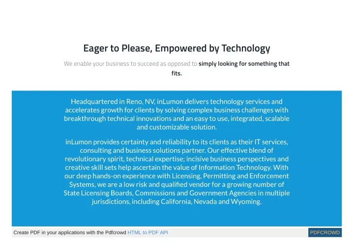 eager to please empowered by technology we enable