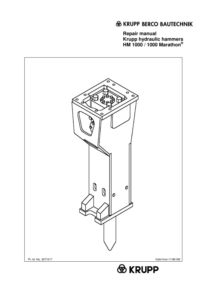 repair manual krupp hydraulic hammers hm 1000