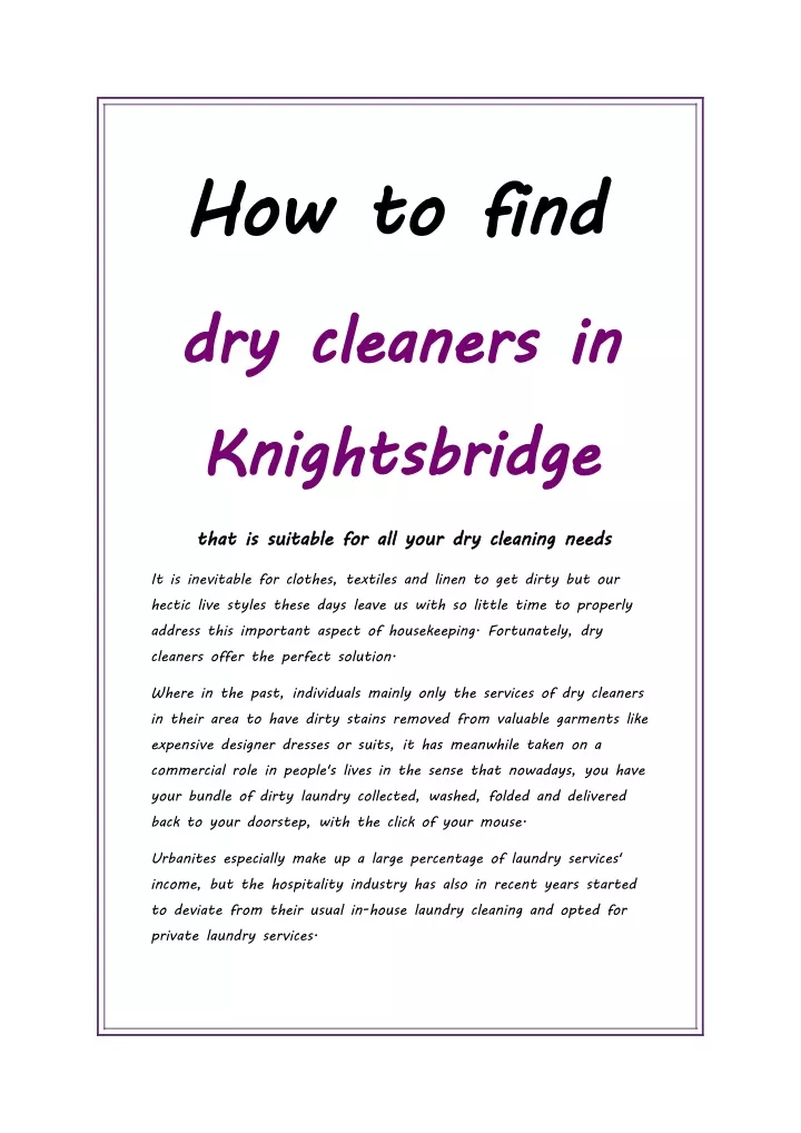 how to find dry cleaners in knightsbridge