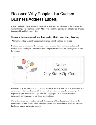 Reasons Why People Like Custom Business Address Labels