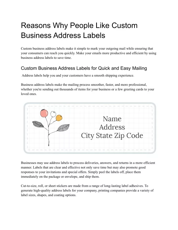 reasons why people like custom business address