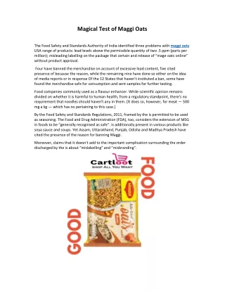 magical test of maggi oats