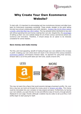 why create your own ecommerce website