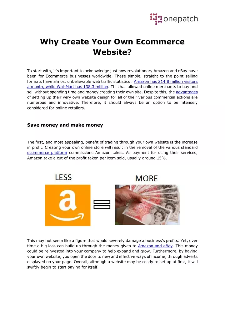 why create your own ecommerce website