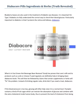 Diabacore Pills Are Really Works? For Blood Sugar