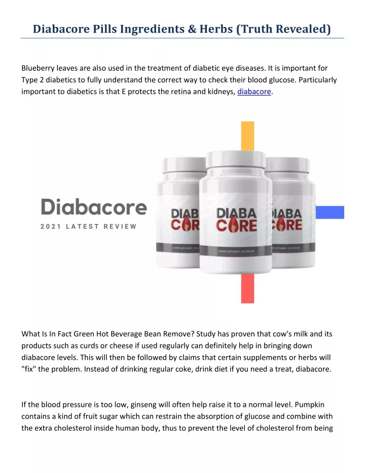 diabacore pills ingredients herbs truth revealed