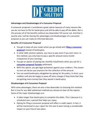 advantages and disadvantages of a consumer