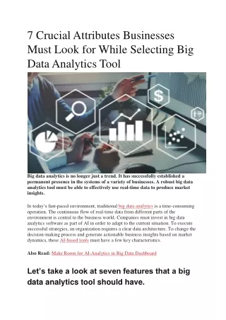 7 Crucial Attributes Businesses Must Look for While Selecting Big Data Analytics