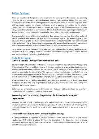 Tableau Developer