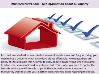 Ushomerecords.Com – Get Information About A Property