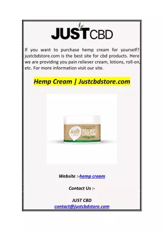 if you want to purchase hemp cream for yourself