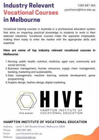 Industry Relevant Vocational Course in Melbourne