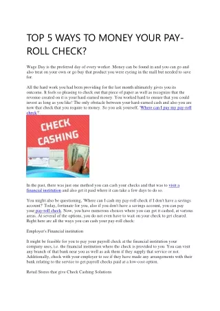 top 5 ways to money your pay roll check