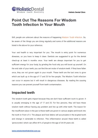 Point Out The Reasons For Wisdom Tooth Infection In Your Mouth