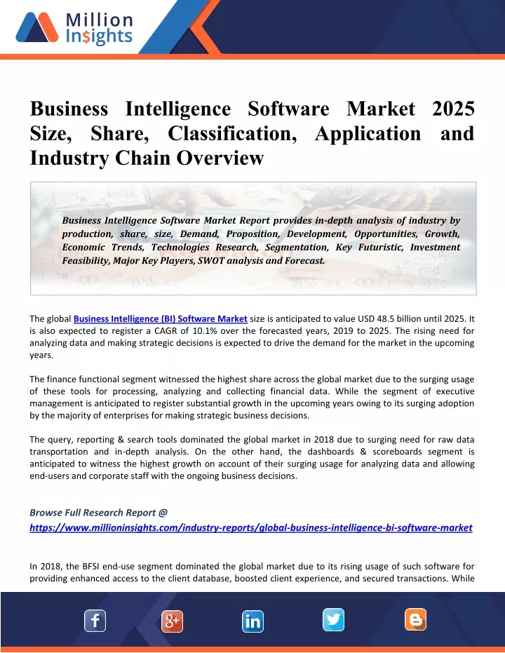 PPT Business Intelligence Software Market 2025 Global Size, Share