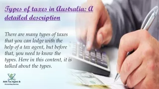 types of taxes in australia a detailed description