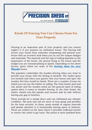 kinds of fencing you can choose from for your