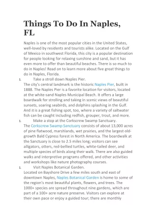 things to do in naples fl
