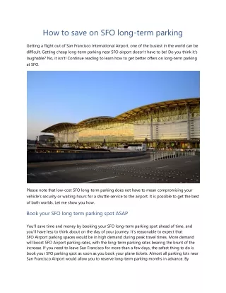 how to save on sfo long term parking