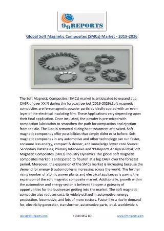 Global Soft Magnetic Composites (SMCs) Market - 2019-2026