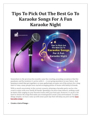 Tips To Pick Out The Best Go To Karaoke Songs For A Fun Karaoke Night