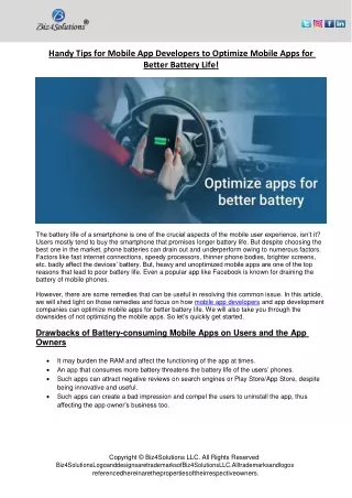 handy tips for mobile app developers to optimize