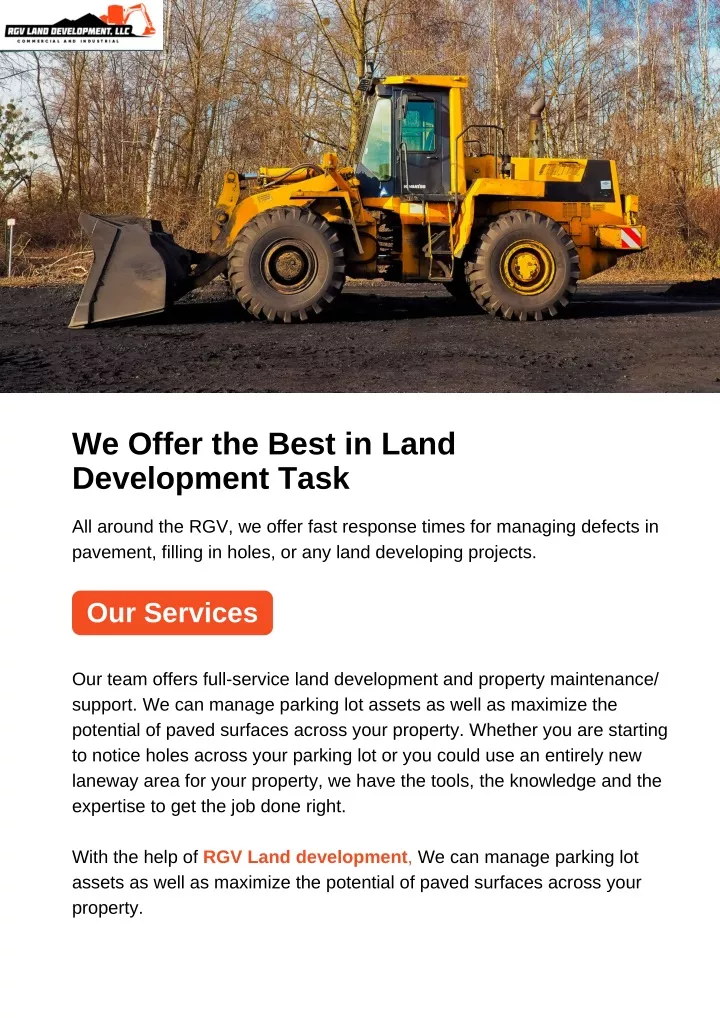 we offer the best in land development task
