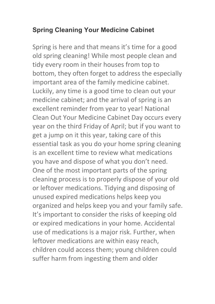 spring cleaning your medicine cabinet