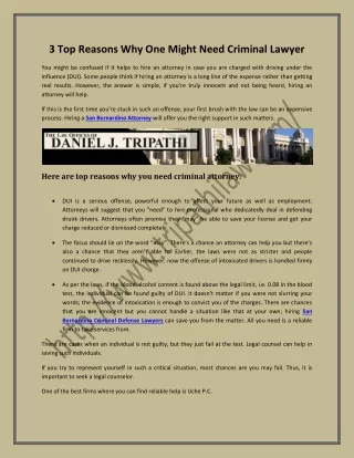 3 top reasons why one might need criminal lawyer