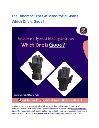 the different types of motorcycle gloves which