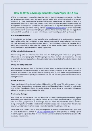 how to write a management research paper like