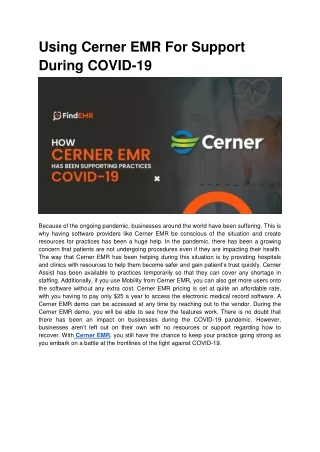 using cerner emr for support during covid 19